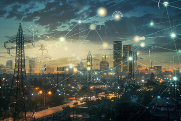 A conceptual rendering of a smart grid system 
