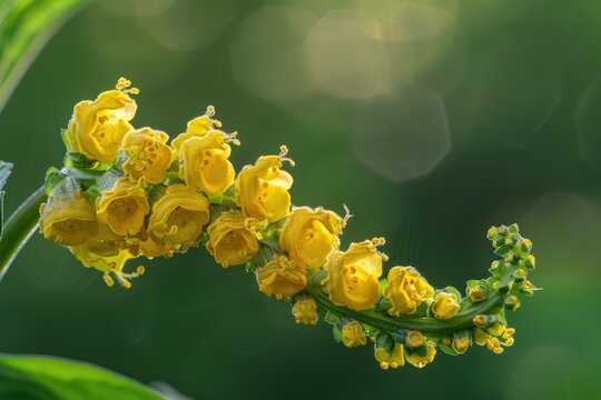 Curly Yellow Dock Flower Closeup - Botanical Black and Flora