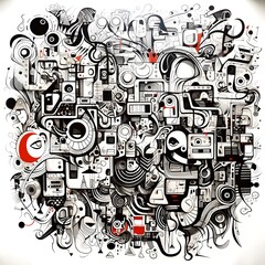 Doodle Explosion: A chaotic yet organized explosion of doodles and sketches