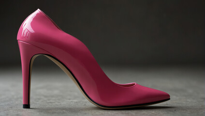 A pink high heel shoe.

