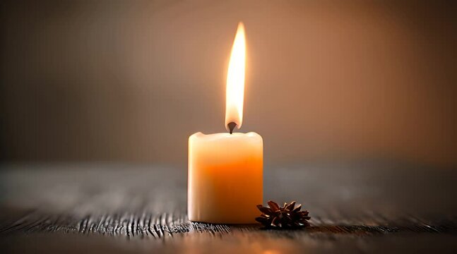 close-up of a burning candle in a calm atmosphere