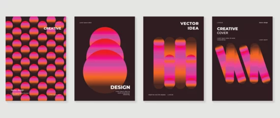 Fototapeten Abstract gradient background vector set. Minimalist style cover template with vibrant perspective 3d geometric prism shapes collection. Ideal design for social media, poster, cover, banner, flyer. © TWINS DESIGN STUDIO
