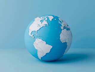 A blue globe with a white map on it.