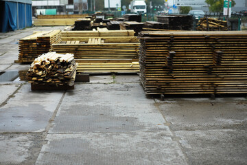 Outdoor lumber storage for the timber industry. Wood processing for both land and water...