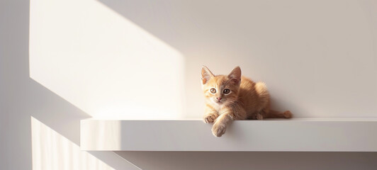 A domestic cat is seated comfortably on a windowsill within a room, generative AI