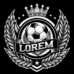 Football club emblem with crown and wings. Vector illustration.
