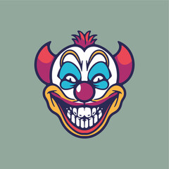 scary clown flat vector illus...