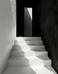 A Black and White Photo of a Staircase