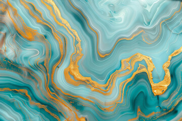 Obraz premium Abstract turquoise and golden color paints for background