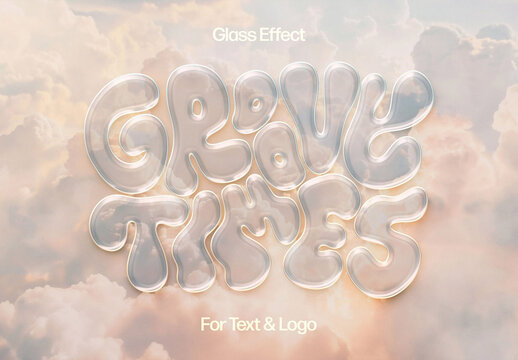 Dreamy Glass Text And Logo Effect Mockup