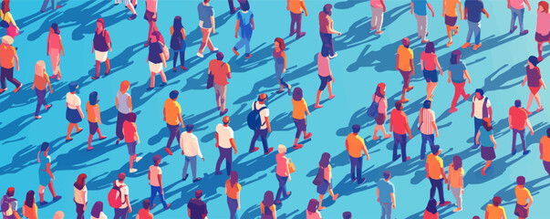 crowd isometric vector flat minimalistic isolated illustration
