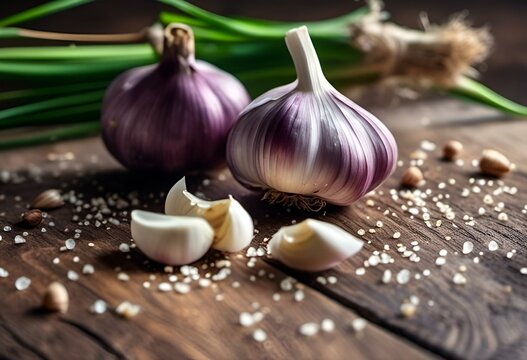 AI generated illustration of fresh garlic on a kitchen counter