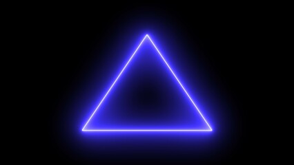 Neon triangle frame icon. Neon line triangle frame illustration. Glowing Triangle borders isolated on black background.