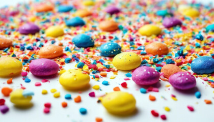 Fototapeta na wymiar Easter color white background sprinkles cake sprinkle confetti colored abstract sprinkling pastry shop coloured texture christmas holiday beautiful colourful birthd