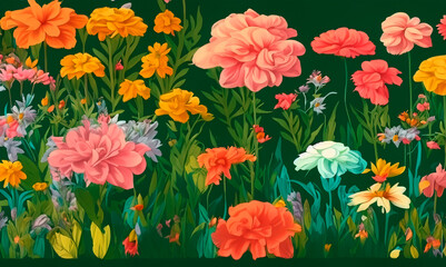 some flowers in a garden illustration generated with artificial intelligence