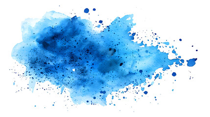 Blue paint splashes isolated on transparent background, PNG, Ai