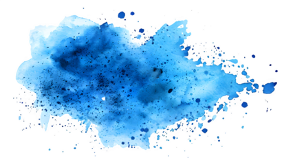 Blue paint splashes isolated on transparent background, PNG, Ai