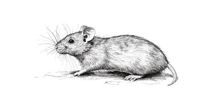mouse Engraving style. Simple pencil drawing. vector simple illustration