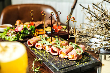 Abundant Feast on a Wooden Table