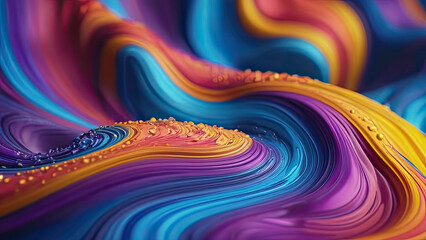 Abstract 3D fluid vibrant colorfull wallpaper - obrazy, fototapety, plakaty