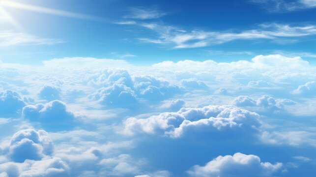 Blue sky cloud gradient light white background. Beauty clear cloudy in sunshine calm bright winter air bacground.