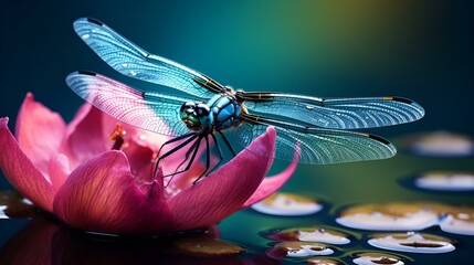  a dragonfly on a  flower