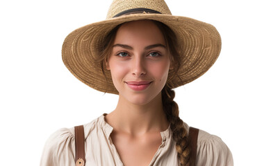 A portrait of the young beautiful female farmer smiling for the camera.