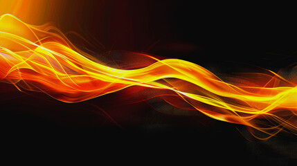 Obraz premium Abstract effect single orange-yellow line Curved shape on black background.