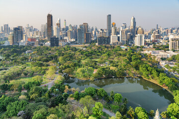 Awesome aerial view of Lumphini Park and Bangkok city, Thailand - 789200750