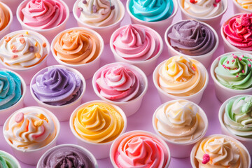 Various colorful ice cream in cup pattern for background 