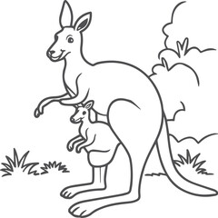 Kangaroo coloring pages. Kangaroo animal outline for coloring book
