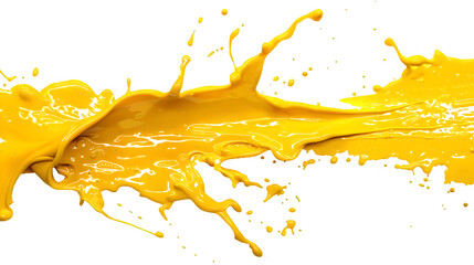 Yellow paint splashes isolated on transparent background, PNG, Ai