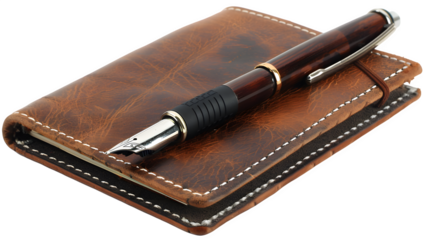 Book and a pen isolated on transparent background, PNG, Ai