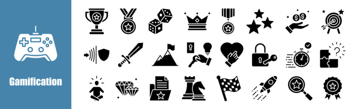 Gamification icon set for design elements	