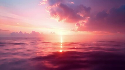 As the sun dips below the horizon the rich colors of the sky reflect off the tranquil waters of the lake creating a serene and picturesque . AI generation.