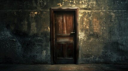 A closed door with sounds of yelling coming from inside, implying conflict