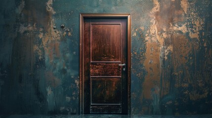 A closed door with sounds of yelling coming from inside, implying conflict