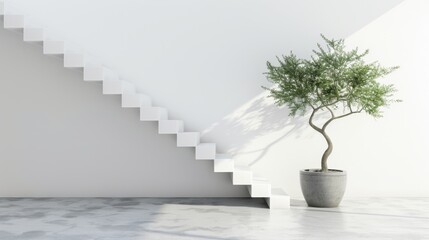 Simple minimalist aesthetic background with minimalist tree