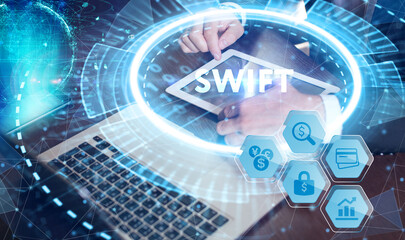 SWIFT. Society for Worldwide Interbank Financial Telecommunications. Financial Banking regulation concept.