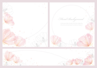 Vector Floral Background Illustration Set With Text Space Isolated On A Plain Background.
