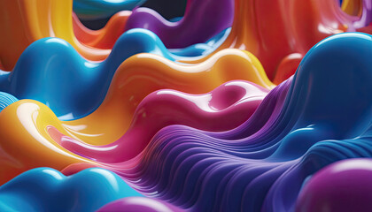 Abstract 3D fluid vibrant colorfull wallpaper - obrazy, fototapety, plakaty