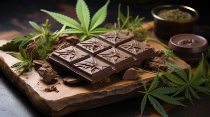 tasty chocolate bar with cannabis