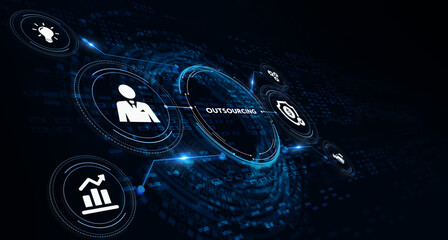 Business, Technology, Internet and network concept. Outsourcing human resources. 3d illustration