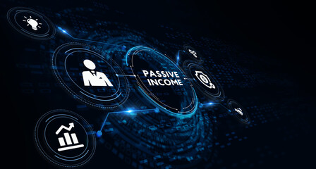 Passive income business concept. Business, Technology, Internet and network concept. 3d illustration