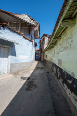 raditional Kula houses with wooden structure in Turkish and Ottoman architectural style, Manisa,...