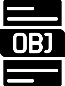 file type format obj icons. document extension soild style graphic design
