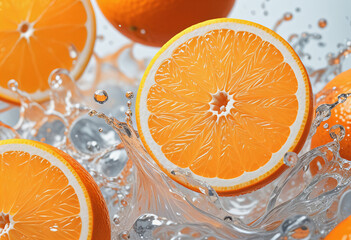 Orange in water splash