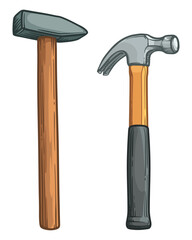 Hammer vector illustration. Two hammers isolated on a white background.