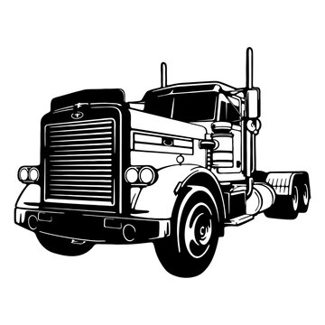 recommend clip art: Semi Truck - American Truck - line art vector illustration
                    