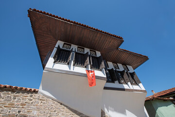 raditional Kula houses with wooden structure in Turkish and Ottoman architectural style, Manisa,...
